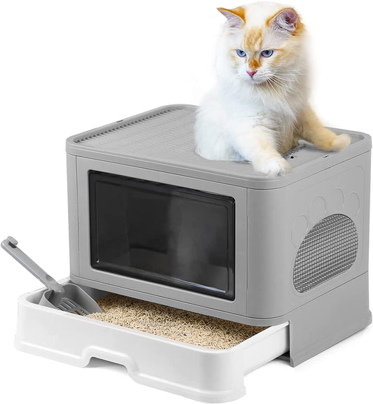🐾 Caja de arena plegable para gatos – Espacio, limpieza y comodidad total