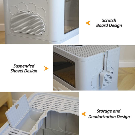 🐾 Caja de arena plegable para gatos – Espacio, limpieza y comodidad total