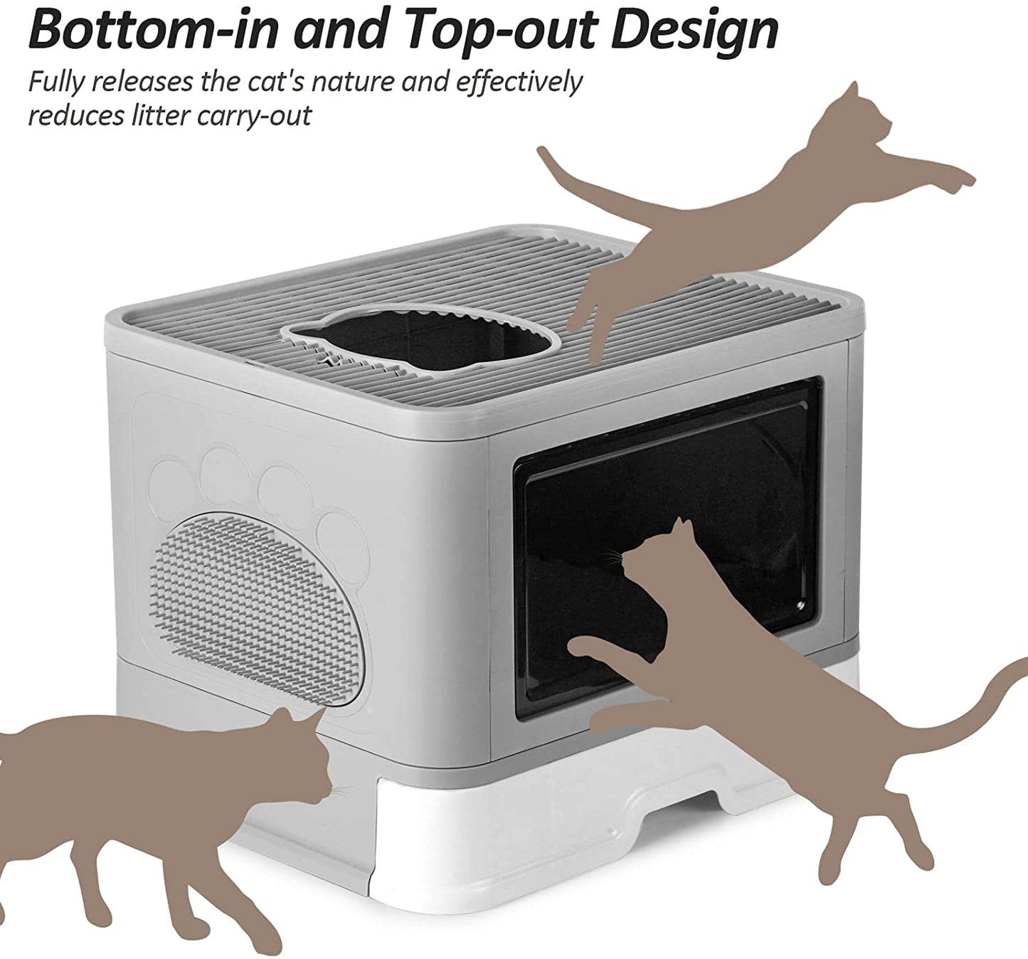 🐾 Caja de arena plegable para gatos – Espacio, limpieza y comodidad total