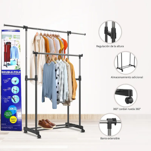Perchero Doble Para Ropa: Más espacio, menos desorden 🧥🏠