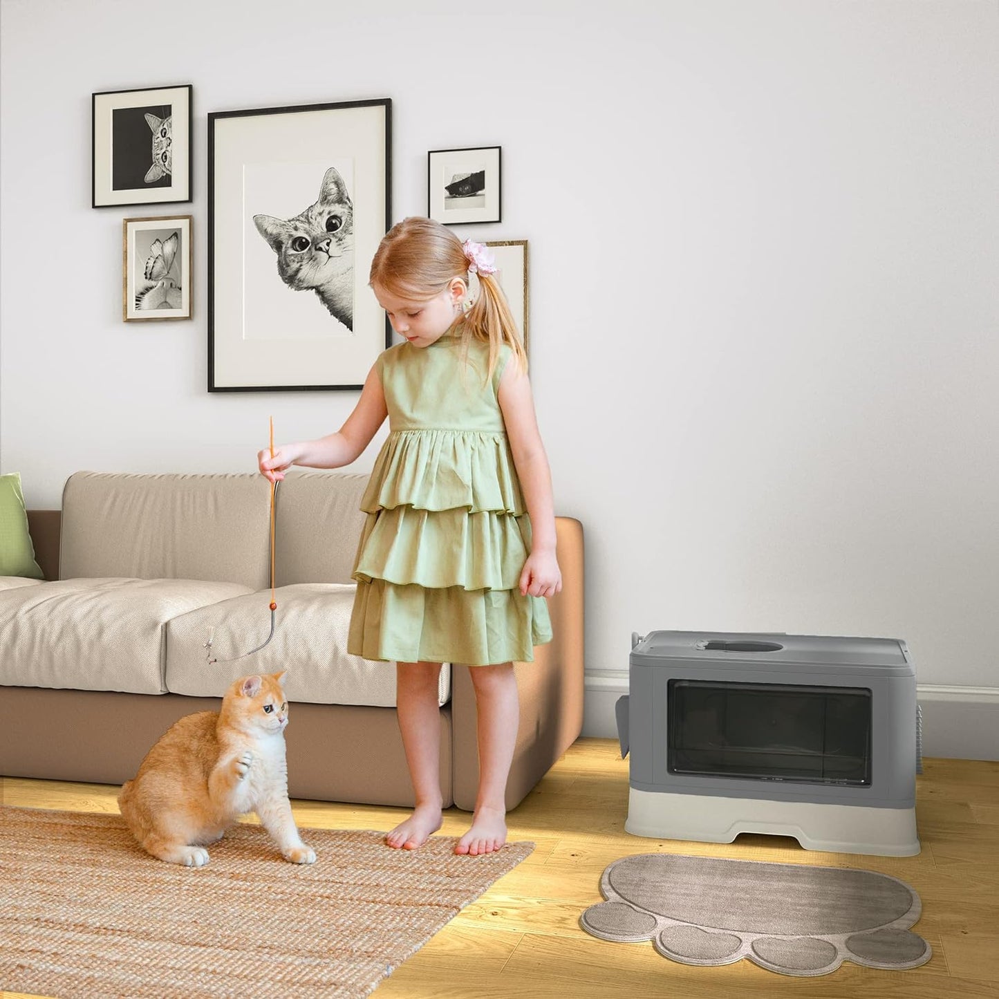 🐾 Caja de arena plegable para gatos – Espacio, limpieza y comodidad total