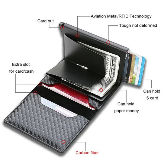 🔒 Billetera Tarjetero RFID con Broche Antirrobo: Seguridad y Estilo en un Solo Accesorio 💳🛡️