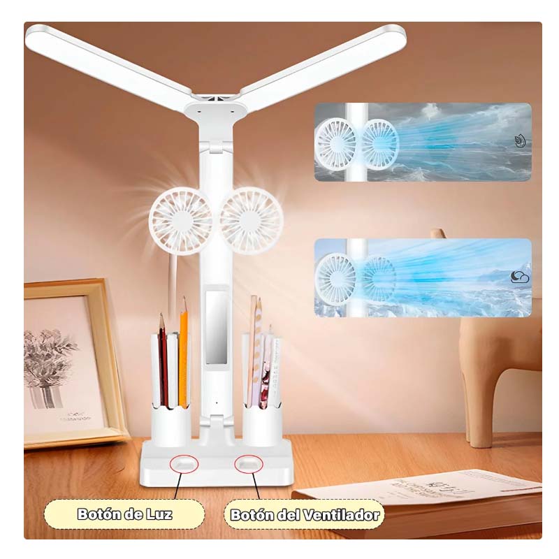 Lámpara de Escritorio con Ventilador: Ilumina y Refresca tu Espacio con Estilo y Comodidad