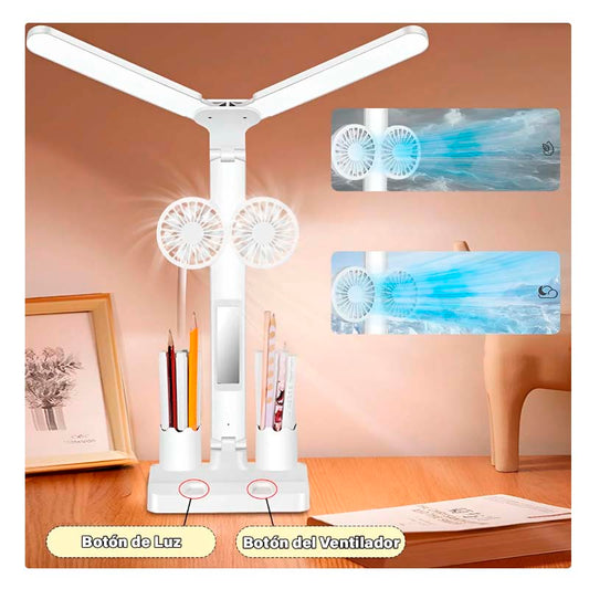 Lámpara de Escritorio con Ventilador: Ilumina y Refresca tu Espacio con Estilo y Comodidad