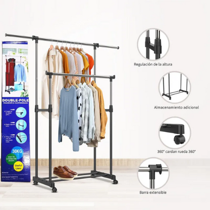 Perchero Doble Para Ropa: Más espacio, menos desorden 🧥🏠
