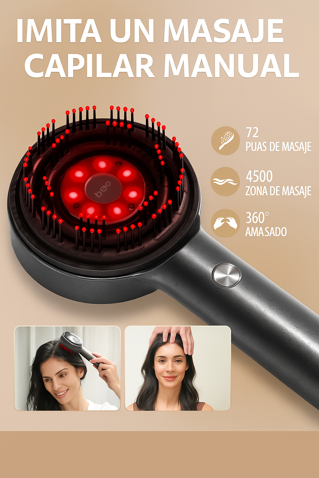 ✨ Cepillo Masajeador Capilar con Luz LED 💆‍♀️💡
